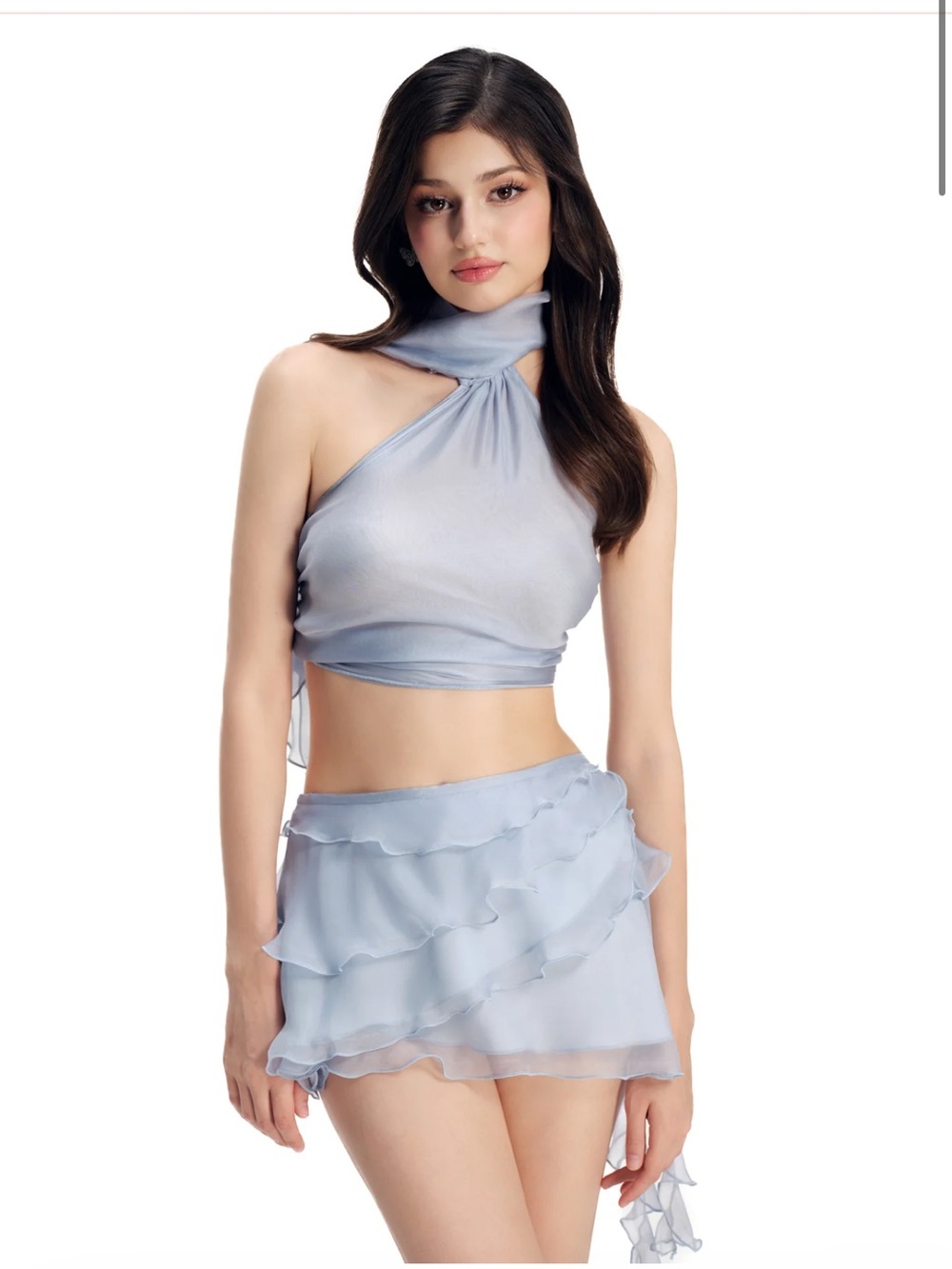 Cosette di Ames Light Blue Ruffled Mini Skirt - Women's Skirt - Picture 2 of 5